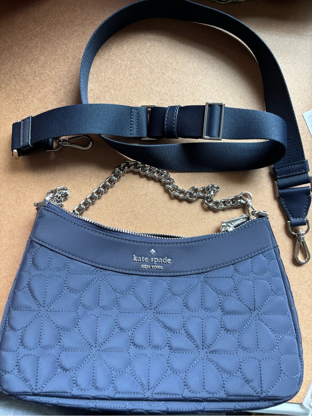 kate spade Quilted Navy Crossbody with Chain and Strap